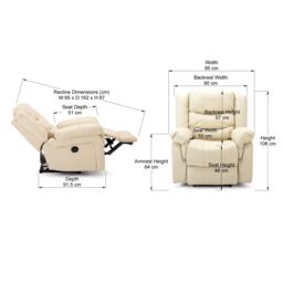 More4Homes Seattle Electric Automatic Recliner Home Lounge Bonded Leather Chair in Cream - thumbnail 7