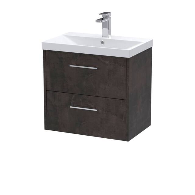 Balterley Winshill Contemporary 2 Drawer Wall Hung Vanity Basin Unit, 600mm in Grey - image 1
