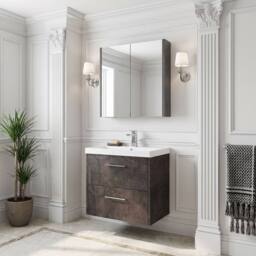 Balterley Winshill Contemporary 2 Drawer Wall Hung Vanity Basin Unit, 600mm in Grey - thumbnail 4