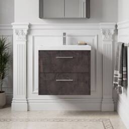 Balterley Winshill Contemporary 2 Drawer Wall Hung Vanity Basin Unit, 600mm in Grey - thumbnail 6