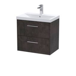 Balterley Winshill Contemporary 2 Drawer Wall Hung Vanity Basin Unit, 600mm in Grey