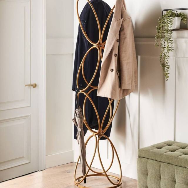 Wyld and Coco Gold Metal Coat Stand 160cm - Freestanding Industrial Jacket Rack - image 1