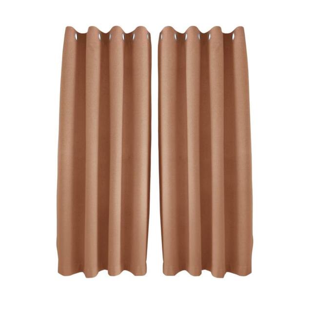 Happy Homewares Modern Textured Linen Fabric Blackout Eyelet Curtains - 2 Panel in Burnt Orange - Size: 117 cm width x 137 cm drop - image 1