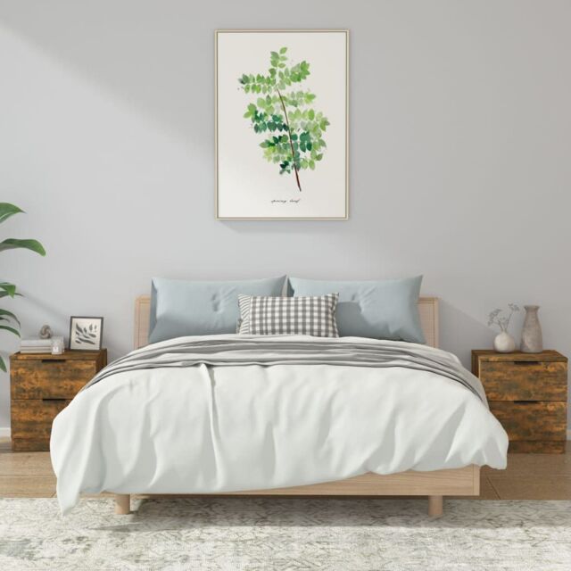 Berkfield Home Bedside Cabinets 2 pcs Smoked Oak Engineered Wood in Brown - image 1