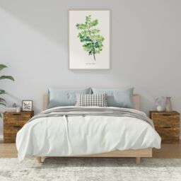 Berkfield Home Bedside Cabinets 2 pcs Smoked Oak Engineered Wood in Brown - thumbnail 1