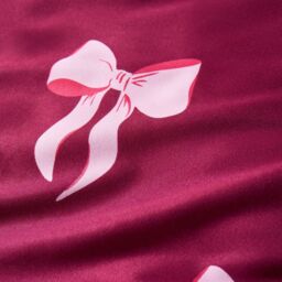 OHS Bows Microfibre Reversible Bedding Set Duvet Cover with Pillowcase in Burgundy - Size: Single - thumbnail 6