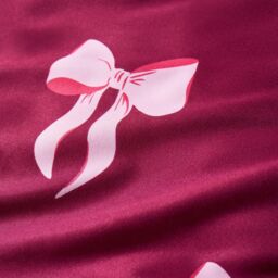 OHS Bows Microfibre Reversible Bedding Set Duvet Cover with Pillowcase in Burgundy - Size: Single - thumbnail 8