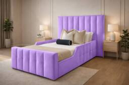 PARADISE BEDS LTD Single Wooden Upholstered Kids Bed Frame With Headboard in Purple