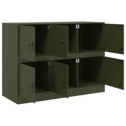 Berkfield Home Sideboard Olive Green 99x39x73 cm Steel - Size: 99 x 39 x 73 cm - thumbnail 7