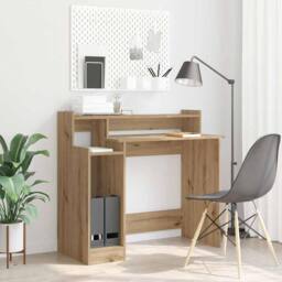 Berkfield Home Desk with Desk Lamps with Shelf with Storage Artisan oak Engineer… in Brown - thumbnail 2