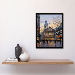 "Artery8 Victorian Train Station Rainy England Painting Framed Art Print in Brown - Size: W12"" x H16""" - thumbnail 4