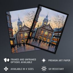 "Artery8 Victorian Train Station Rainy England Painting Framed Art Print in Brown - Size: W12"" x H16""" - thumbnail 2