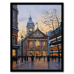 "Artery8 Victorian Train Station Rainy England Painting Framed Art Print in Brown - Size: W12"" x H16""" - thumbnail 1