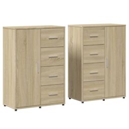 Berkfield Home Sideboards 2 pcs Sonoma Oak 60x31x84 cm Engineered Wood in Brown - Size: 60 x 31 x 84 cm - thumbnail 2