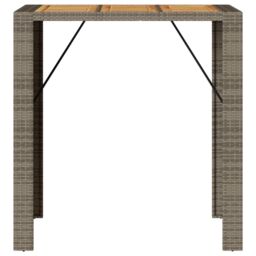 Berkfield Home Garden Bar Table with Acacia Wood Top Grey 105x80x110 cm Poly Rattan - Size: 105 x 80 x 110 cm - thumbnail 5