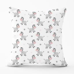Warren Reed - Designer Cute Hand Drawn Zebra Outdoor Cushion in White - Size: 45 cm x 45 cm - thumbnail 1