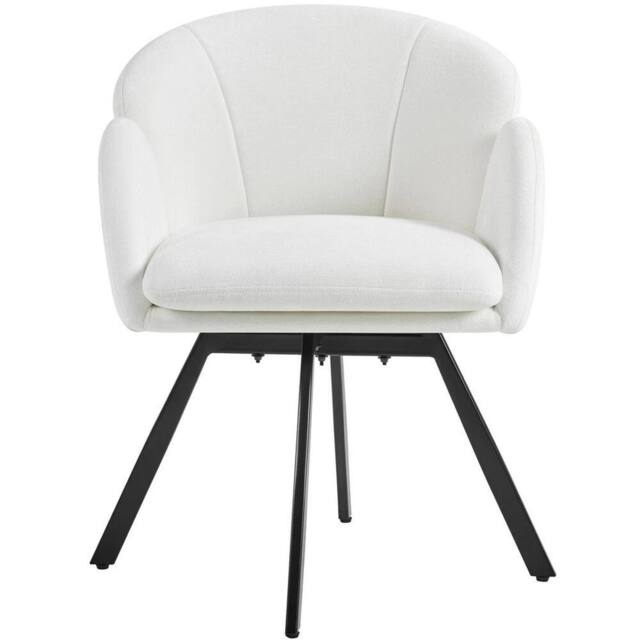 KORVIXA White Chenille Swivel Tub Chair Vanity Chair - Size: 100 cm - image 1