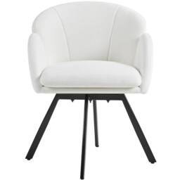 KORVIXA White Chenille Swivel Tub Chair Vanity Chair - Size: 100 cm