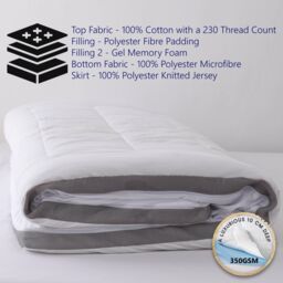 Glamhaus Gel Memory Foam Mattress Topper - Oeko Tex 100 & Silvadur - Double in White - thumbnail 5