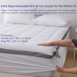 Glamhaus Gel Memory Foam Mattress Topper - Oeko Tex 100 & Silvadur - Double in White - thumbnail 6