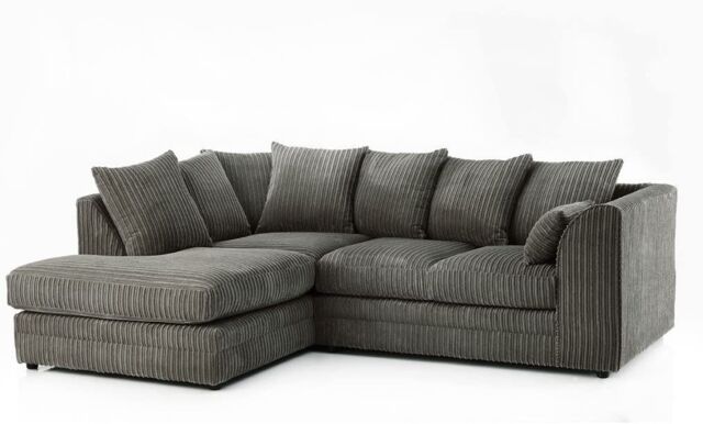 Snugg Furniture UK Limited (Left Hand) Milo Jumbo Cord Corner Sofa in Grey - image 1