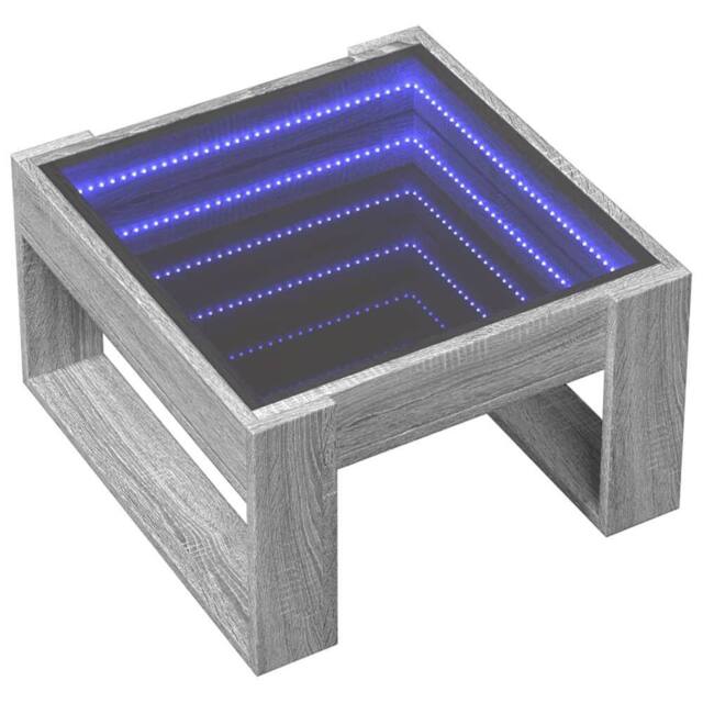 Berkfield Home Decorative Coffee Table with Infinity LED Grey Sonoma 50x53x30 cm - Size: 50 x 53 x 30 cm - image 1