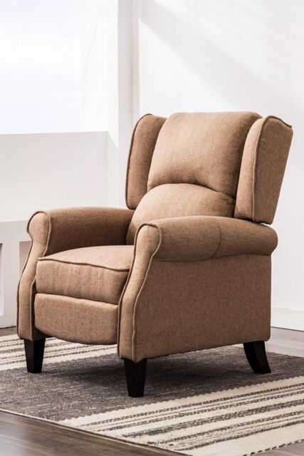 More4Homes Eaton Wing Back Fireside Herringbone Fabric Pushback Recliner Chair in Cream - image 1