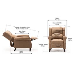 More4Homes Eaton Wing Back Fireside Herringbone Fabric Pushback Recliner Chair in Cream - thumbnail 7