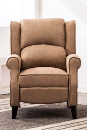 More4Homes Eaton Wing Back Fireside Herringbone Fabric Pushback Recliner Chair in Cream - thumbnail 6