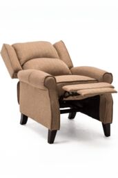More4Homes Eaton Wing Back Fireside Herringbone Fabric Pushback Recliner Chair in Cream - thumbnail 4