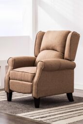 More4Homes Eaton Wing Back Fireside Herringbone Fabric Pushback Recliner Chair in Cream - thumbnail 1