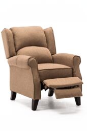 More4Homes Eaton Wing Back Fireside Herringbone Fabric Pushback Recliner Chair in Cream - thumbnail 3