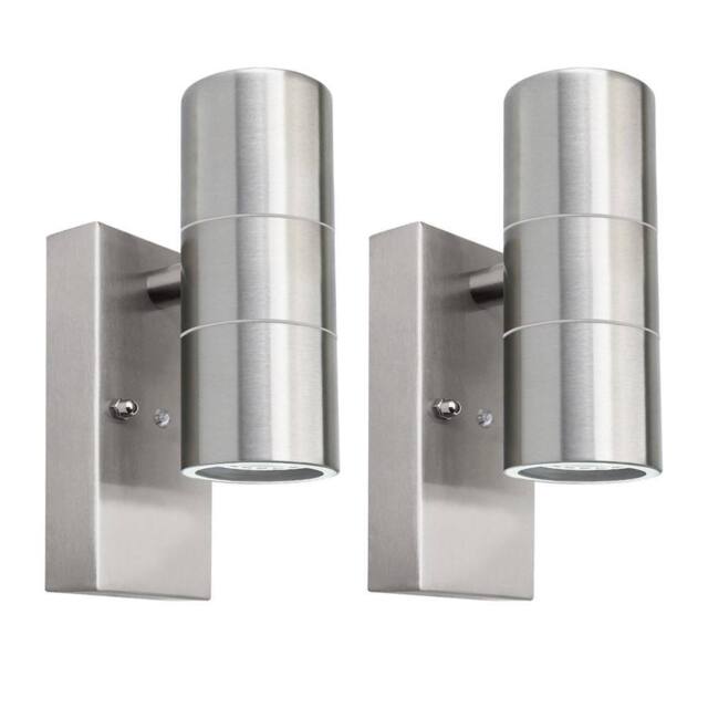 First Choice Lighting Set of 2 Blaze - Marine Grade Stainless Dusk Dawn Sensor Wall Lights in Silver - image 1
