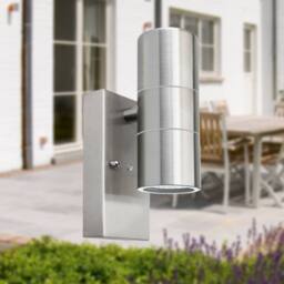First Choice Lighting Set of 2 Blaze - Marine Grade Stainless Dusk Dawn Sensor Wall Lights in Silver - thumbnail 3