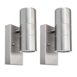 First Choice Lighting Set of 2 Blaze - Marine Grade Stainless Dusk Dawn Sensor Wall Lights in Silver - thumbnail 1