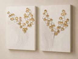 "Mafett Set of 2 Abstract Floral Canvas Wall Art Print in White - Size: W18"" x H24""" - thumbnail 3