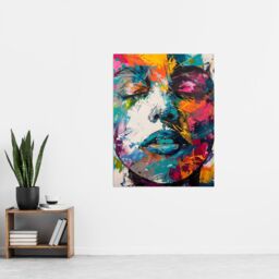 "Artery8 Woman Face Colourful Portrait Oil Painting Wall Art Print - Size: W12"" x H16""" - thumbnail 4