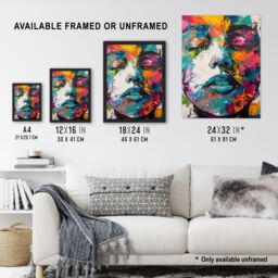 "Artery8 Woman Face Colourful Portrait Oil Painting Wall Art Print - Size: W12"" x H16""" - thumbnail 3