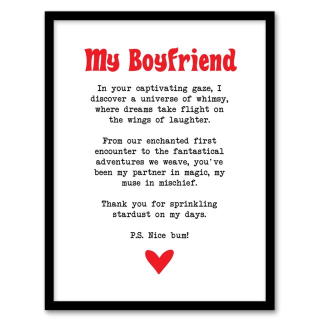 "Artery8 Love Poem Whimsy Magic Boyfriend Romantic Poetry Framed Art Print in White - Size: W12"" x H16""" - image 1