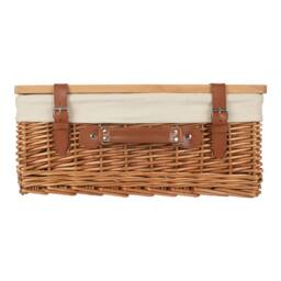 Red Hamper Double Steamed White Lined Willow Picnic Basket with Pinewood Lid - Size: Small - thumbnail 2