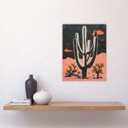 "Artery8 Wall Art Print Saguaro Cactus Pink Grey Desert Landscape Poster - Size: W24"" x H32""" - thumbnail 4