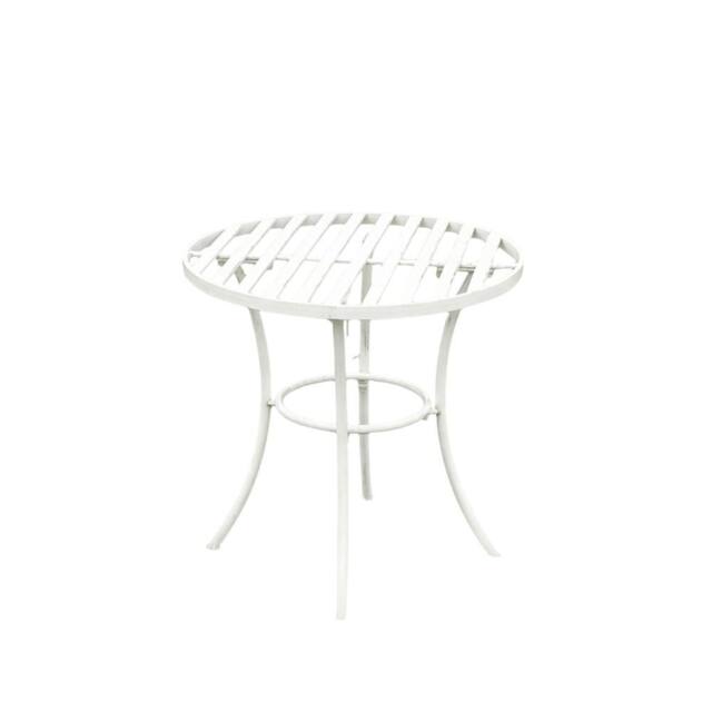 Melody Maison Round Distressed White Garden Side Table - 50cm X 50.5cm - Size: 50 cm X 50.5 cm - image 1