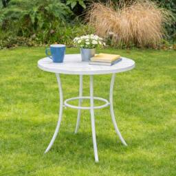 Melody Maison Round Distressed White Garden Side Table - 50cm X 50.5cm - Size: 50 cm X 50.5 cm - thumbnail 5