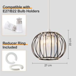 Harper Living Men's Easy Fit Shade, Matt Black Ceiling Light Shade 27cm Modern Lampshade - thumbnail 7