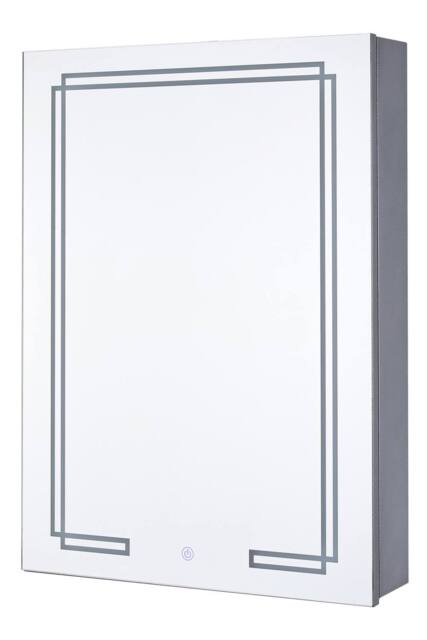 Living and Home Wall-mounted Bathroom Mirror Cabinet with Led Lights in Grey - image 1