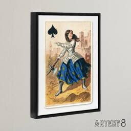 "Artery8 E Le Tellier Joan of Arc Queen of Spades Framed Canvas Wall Art Print - Size: W12"" x H16""" - thumbnail 2
