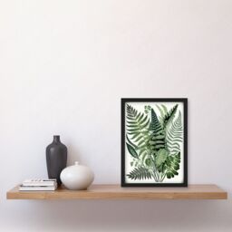 Artery8 Haeckel Style Fern Fronds Watercolour Illustration Artwork Framed Wall Art Print A4 in Black - thumbnail 2