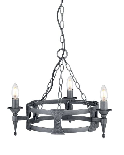 Loops 3 Bulb Chandelier Hanging Pendant LIght Black Silver LED E14 60W Bulb