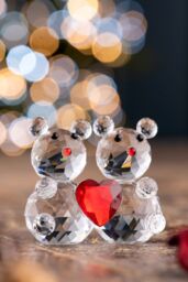 Galway Crystal Love Heart' Teddy Bears Crystal Figurine in Clear - thumbnail 2