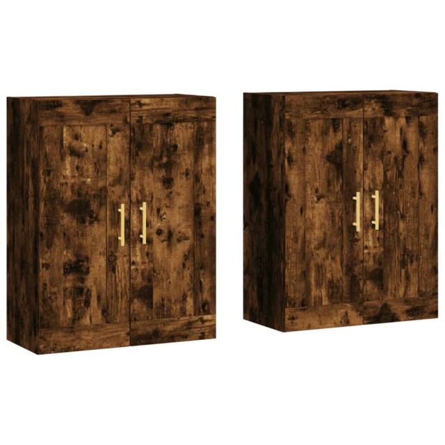 Berkfield Home Wall Mounted Cabinets 2 pcs Smoked Oak Engineered Wood in Brown - image 1
